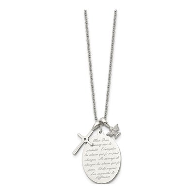 Stainless Steel CZ Serenity Prayer Cross Pendant Necklace – view 8