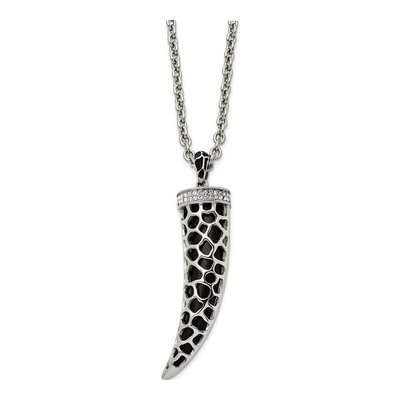 Stainless Steel Crystal Horn Pendant Necklace