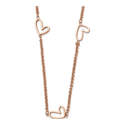 Stainless Steel IP Hearts Pendant Necklace