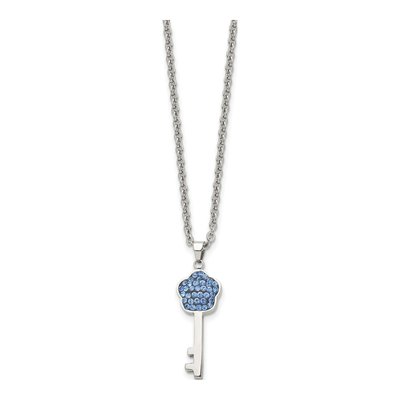 Stainless Steel Crystal Key Pendant Necklace – view 4