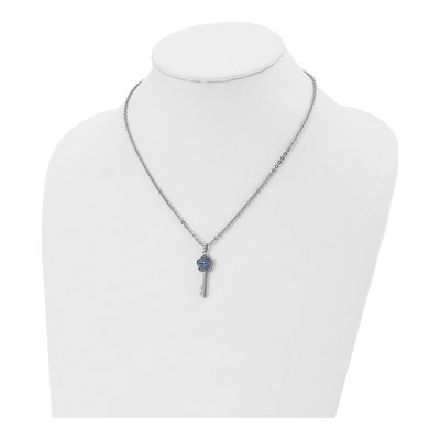 Stainless Steel Crystal Key Pendant Necklace – view 5