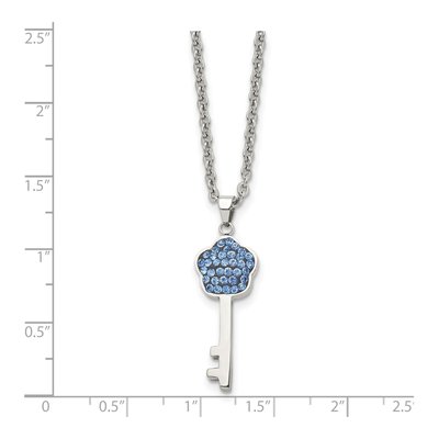 Stainless Steel Crystal Key Pendant Necklace – view 6