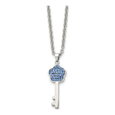 Stainless Steel Crystal Key Pendant Necklace