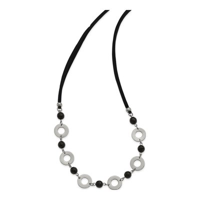 Stainless Steel Agate Leather Necklace – view 3