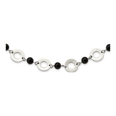 Stainless Steel Agate Leather Necklace