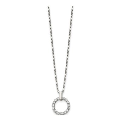Stainless Steel CZ Open Circle Pendant Necklace – view 4