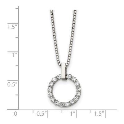 Stainless Steel CZ Open Circle Pendant Necklace – view 6