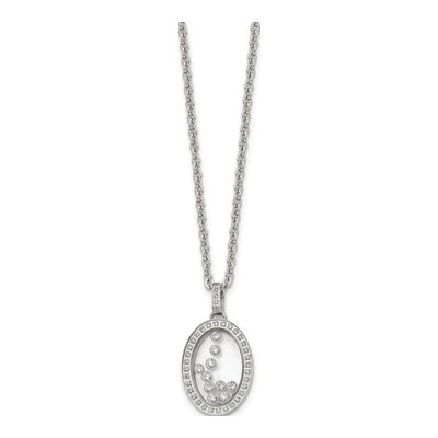Stainless Steel CZ Floating Glass Pendant Necklace – view 4