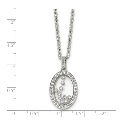 Stainless Steel CZ Floating Glass Pendant Necklace – view 6