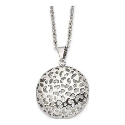 Stainless Steel Puffed Cut-Out Pendant Necklace