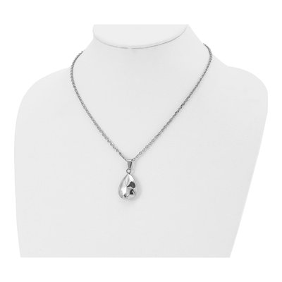 Stainless Steel Hammered Teardrop Puff Necklace – view 5
