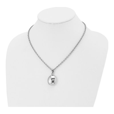 Stainless Steel Puff Oval Pendant Necklace – view 5
