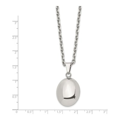 Stainless Steel Puff Oval Pendant Necklace – view 6