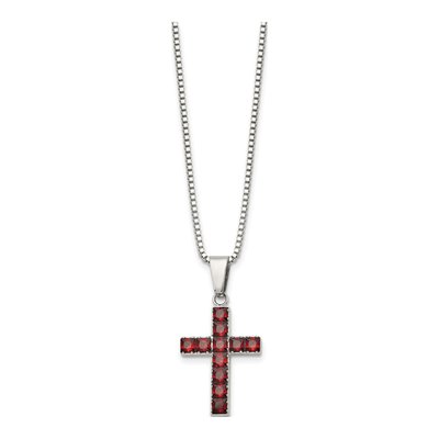 Stainless Steel CZ Cross Pendant Necklace – view 4