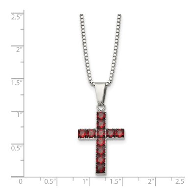 Stainless Steel CZ Cross Pendant Necklace – view 6