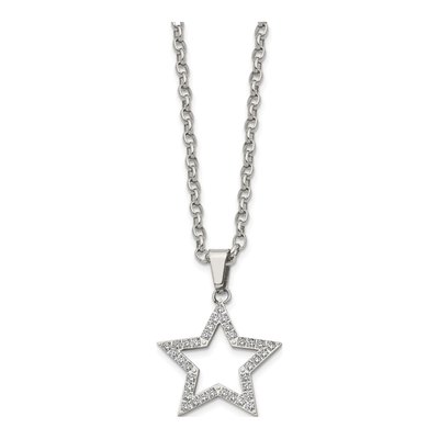 Stainless Steel CZ Star Pendant Necklace – view 4