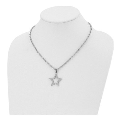 Stainless Steel CZ Star Pendant Necklace – view 5