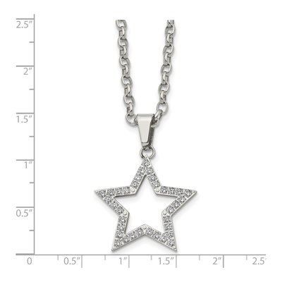 Stainless Steel CZ Star Pendant Necklace – view 6