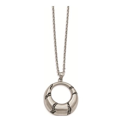 Stainless Steel Enamel Crystal Pendant Necklace – view 3