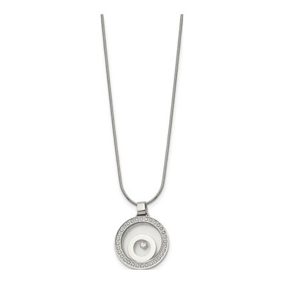 Stainless Steel CZ Floating Glass Circle Pendant Necklace – view 4