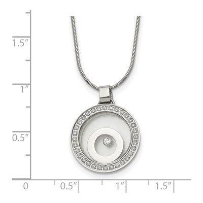 Stainless Steel CZ Floating Glass Circle Pendant Necklace – view 6