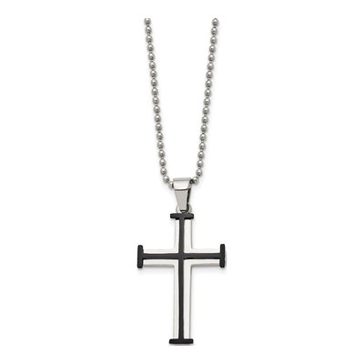 Black Stainless Steel Black Cross Pendant Necklace – view 3