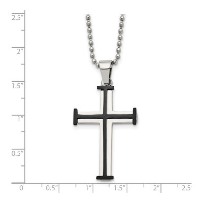 Black Stainless Steel Black Cross Pendant Necklace – view 4