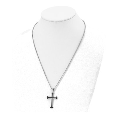 Black Stainless Steel Black Cross Pendant Necklace – view 5