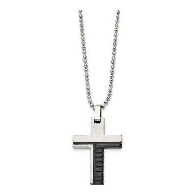 Black Stainless Steel Cross Pendant Necklace – view 3