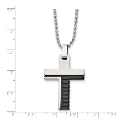 Black Stainless Steel Cross Pendant Necklace – view 4