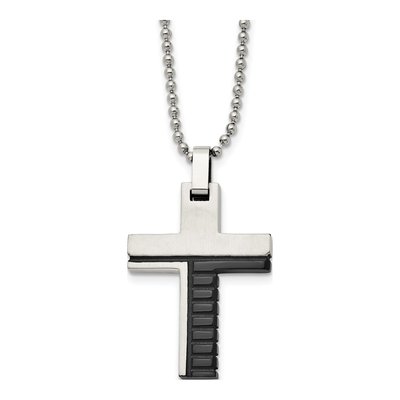 Black Stainless Steel Cross Pendant Necklace