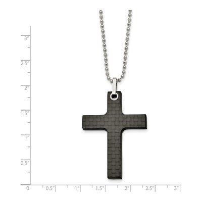 Stainless Steel Carbon Fiber Cross Pendant Necklace – view 4