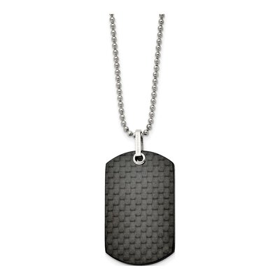 Stainless Steel Black Carbon Fiber Dog Tag Pendant Necklace – view 3