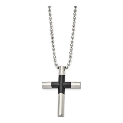 Black Stainless Steel Black Cross Pendant Necklace – view 3