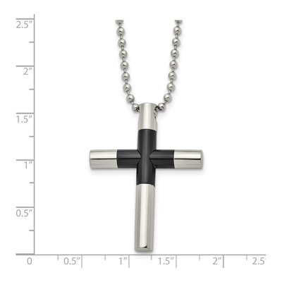 Black Stainless Steel Black Cross Pendant Necklace – view 4