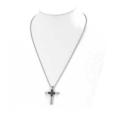 Black Stainless Steel Black Cross Pendant Necklace – view 5