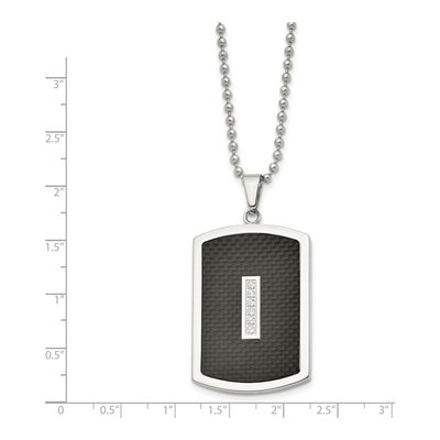 Stainless Steel CZ Dog Tag Pendant Necklace – view 3