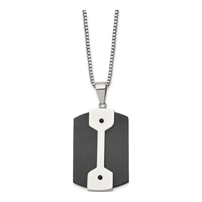 Black Stainless Steel Dog Tag Pendant Necklace
