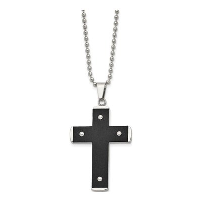 Black Stainless Steel Black Cross Pendant Necklace – view 3