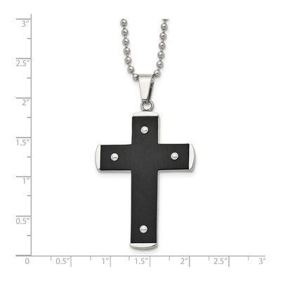 Black Stainless Steel Black Cross Pendant Necklace – view 4