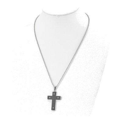 Black Stainless Steel Black Cross Pendant Necklace – view 5