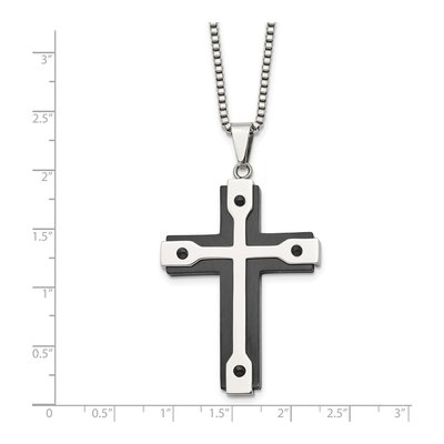 Black Stainless Steel Black Cross Pendant Necklace – view 4
