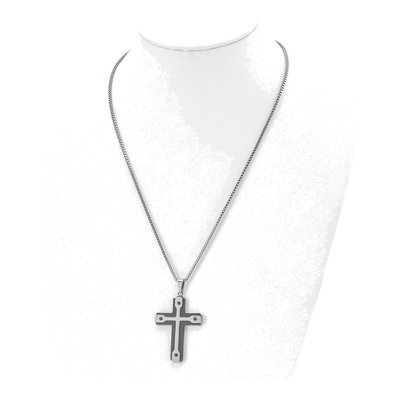 Black Stainless Steel Black Cross Pendant Necklace – view 5