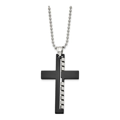 Black Stainless Steel Cross Pendant Necklace – view 3