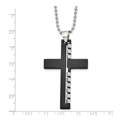 Black Stainless Steel Cross Pendant Necklace – view 4