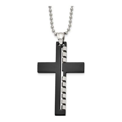 Black Stainless Steel Cross Pendant Necklace