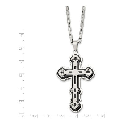 Black Stainless Steel Black Cross Pendant Necklace – view 6