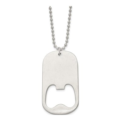 Stainless Steel Bottle Opener Dog Tag Pendant Necklace