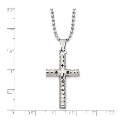 Stainless Steel Black Enamel Cross Pendant Necklace – view 6