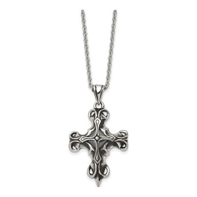 Stainless Steel Black Cross Pendant Necklace – view 3
